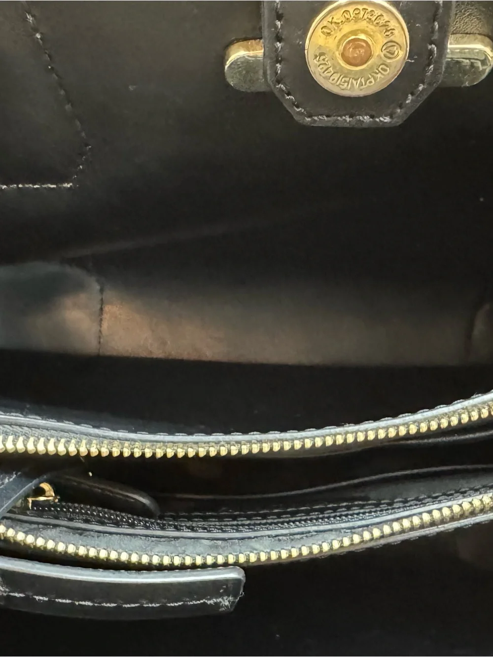 Michael Kors Black Leather Satchel with Gold Charm